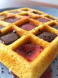 Waffle saudável de Farinha de Arroz com Morango e Chocolate sem açúcar #farinhadearroz #morango