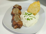 Puré de coliflor con fritos de coliflor
