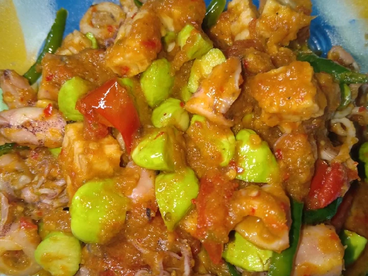 Cara Gampang Membuat Resep  Tumis Pete cumi asin yang Enak Banget, Lezat