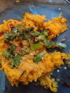 Una foto de Pure de calabaza horneada al aji verde
