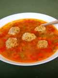 Sopa de pelotillas con hortalizas y arroz Jorgette