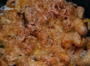 Foto principal de Ñoquis rápidos "carbonara" en airfryer