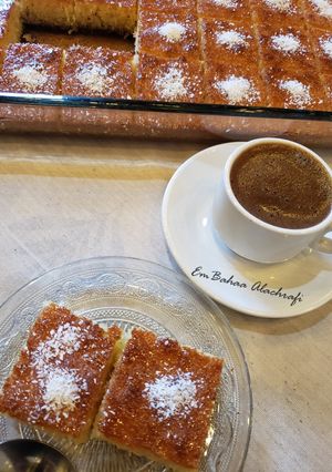A picture of Basbousa (Seven Cups Cake).