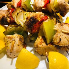 A picture of Quick Grilled Lemon Chicken Kabobs.