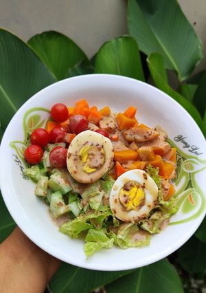Foto resep Salad sayuran saus salad dressing wijen sangrai