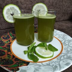A picture of Welcome Drink (lemon mint juice).