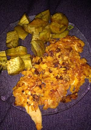 Una foto de Pechugas de pollo con copos de maíz