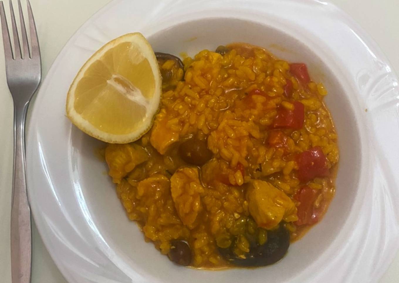 Arroz con pollo y setas