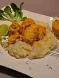Curry de lotte, crème de coco, citron vert et safran