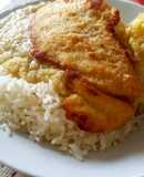 Guiso de quinua con apanado de pollo