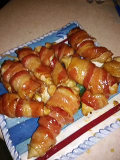 A picture of Brown sugar bacon wrapped chicken.