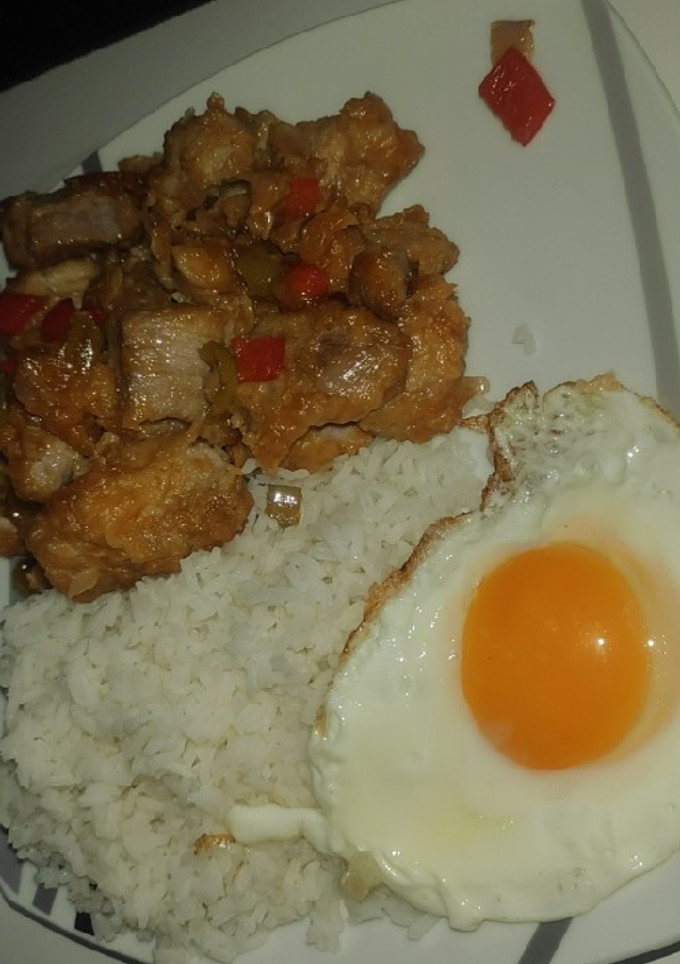 Una foto de Carne de cerdo con salsa agridulce