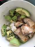 Avocado & Katsuo sprinkles, grilled Saba