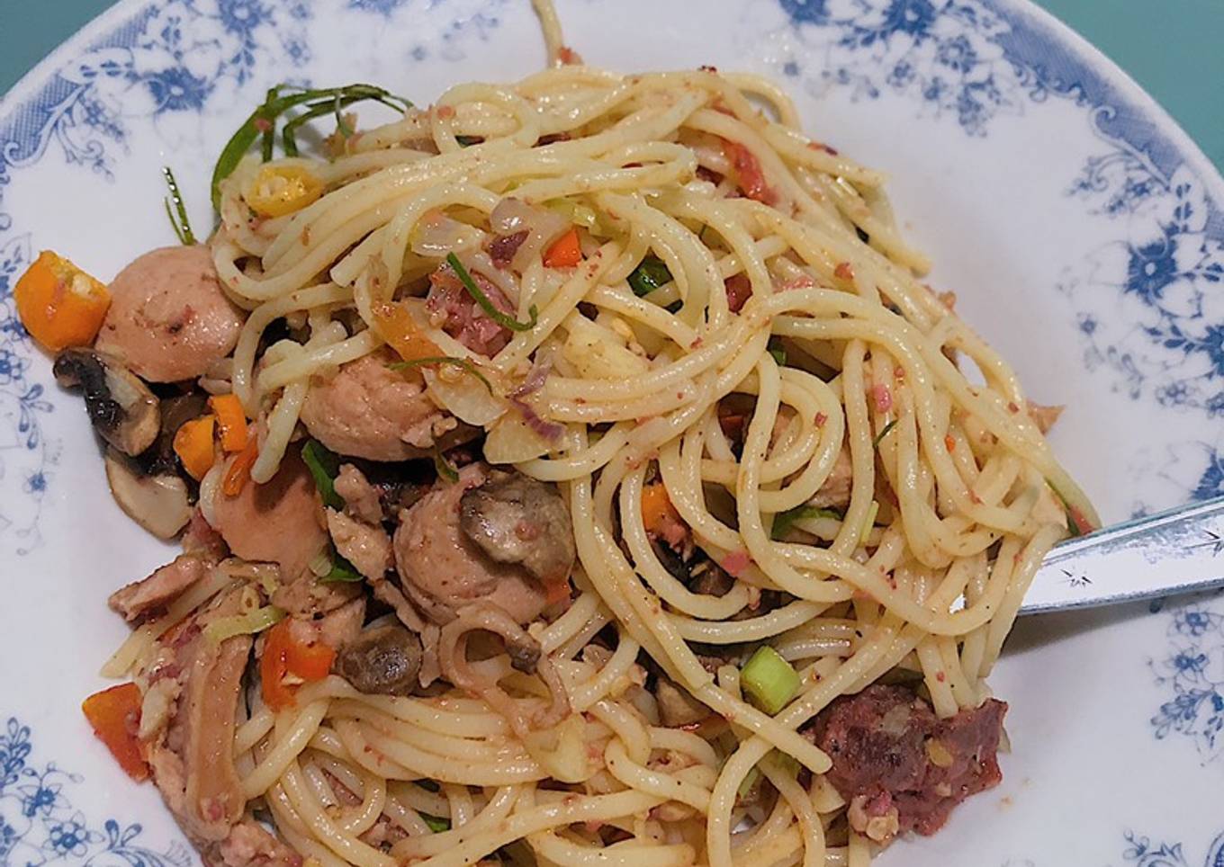 Spaghetti dengan saus cabai