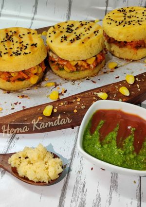 A picture of 🍔Fusion Dhokla Burger🍔.