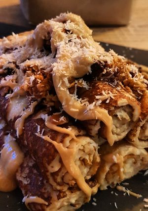 Une photo de Crêpe à la farine de seigle et beurre de cacahuète