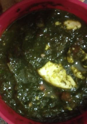 A picture of Palak paneer.