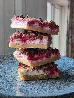 A picture of Keto Raspberry Cheesecake slice.