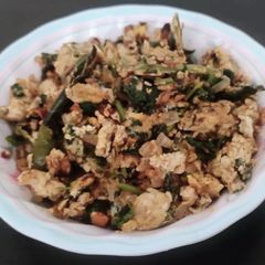 A picture of Brahmi  leaves and egg subji.