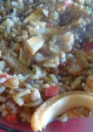 Una foto de Guiso de mondongo lentejas y arroz 😉😉😉