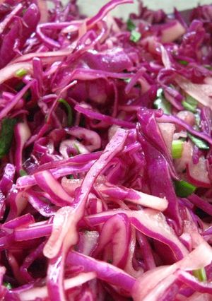 A picture of Firstborn's Favorite Crunchy Soy Slaw.