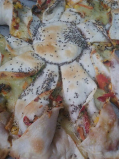 Una foto de Tarta Molino de verduras a la pizza 🍆🍅🌽 express