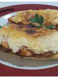 Mollete con langostinos al pil pil