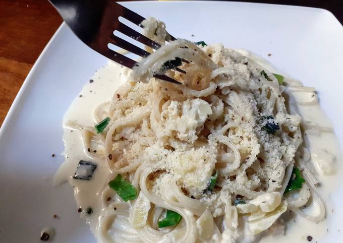 Fideos con Crema de Queso al Verdeo Receta de Sueli ??- Cookpad