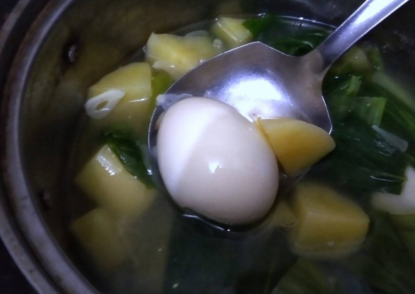 Potato Bokchoy and Egg Soup