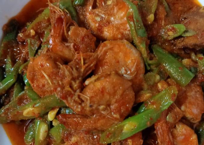 Udang buncis balado simpel rasa endul