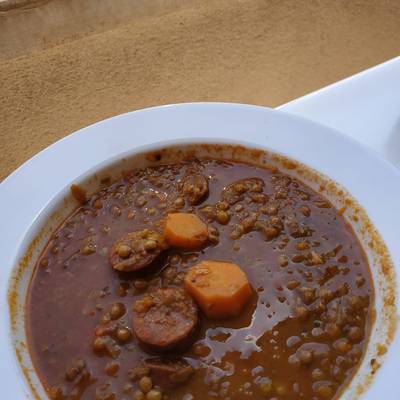 Lentejas con verduras al curry. Cecotec mambo