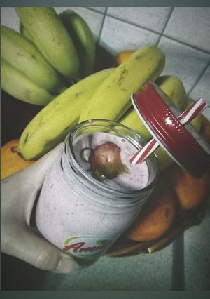 Φωτογραφία της συνταγής Smoothie με μπανάνα και φράουλα (healthy snack) 🍌🍓
