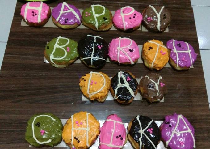 Resep Donat Huruf Super Empuk Oleh Eclairs Kitchen Cookpad