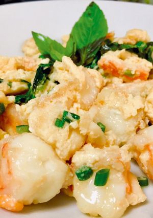 รูปของ กุ้งแชบ๊วยผัดไข่นุ่ม