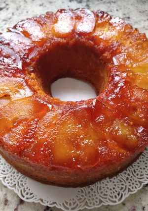Una foto de Torta de Manzana invertida!!! Nunca falla💕