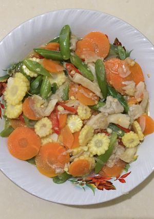 Foto resep Tumis buncis wortel jamur jagung muda