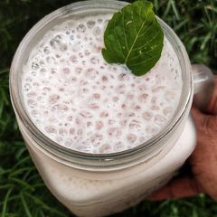 A picture of Banana Strawberry Milkshake 🍓 🍌.