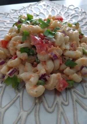 A picture of Veggie Loaded Macaroni Salad.