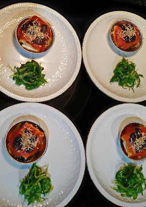 Una foto de Mini lasaña de champiñones y queso fresco