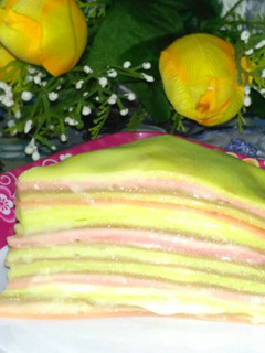Foto resep Rainbow Mille Crepes With Cheese Cream