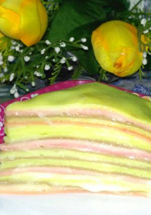 Foto resep Rainbow Mille Crepes With Cheese Cream