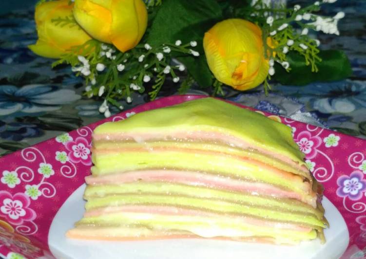 RECOMMENDED! Inilah Resep Rainbow Mille Crepes With Cheese Cream Anti Gagal