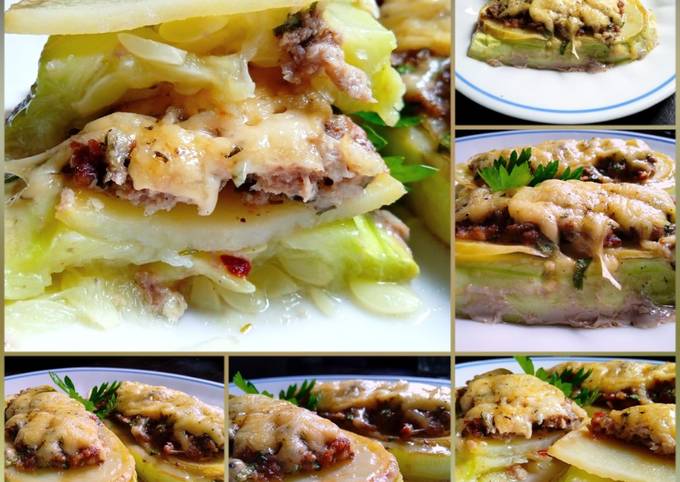 Картошка с фаршем и кабачками в духовке — рецепт с фото пошагово