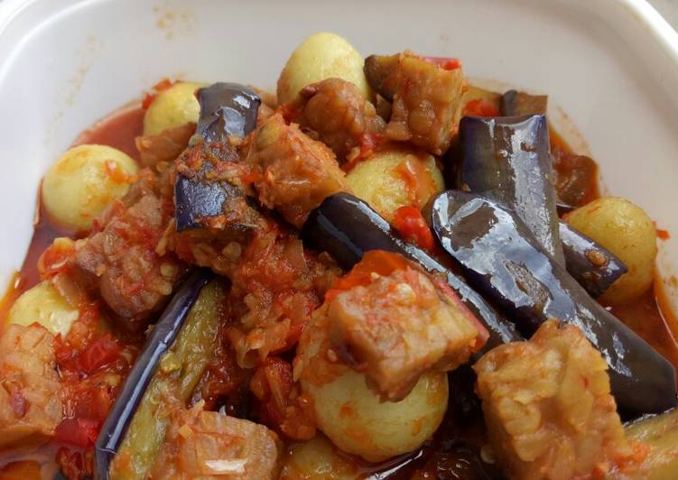 Balado Telur Puyuh, Tempe, dan Terong 🍴