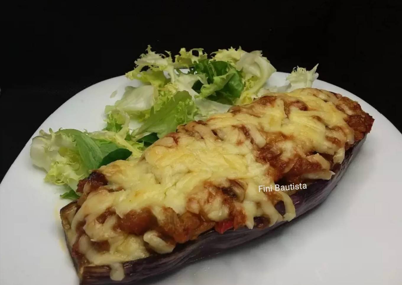 Berenjena rellena de zaramandoña con bacalao