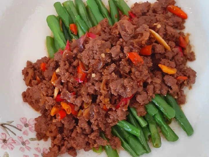 Cara Sederhana Menyiapkan Resep  Tumis buncis daging cincang yang Lezat, Lezat
