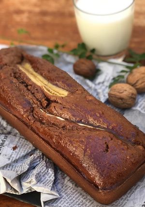 Une photo de Cake chocolat banane