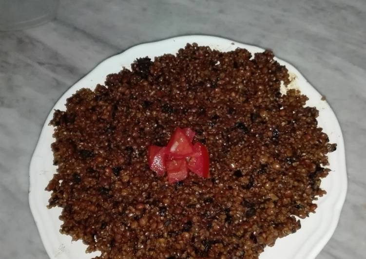 مجدرة حمرا او سوداء بالبرغل