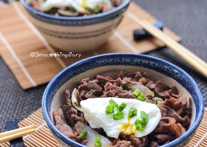 Gyudon with Poached Eggs