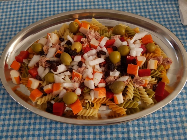 Pasos sencillos para Hacer Ensalada de pasta de colores  que Muy delicioso